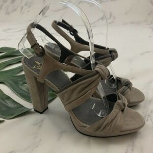 Miss Albright Anthropologie Daphne Double Knot Sandals Size 39 Gray Suede Heels